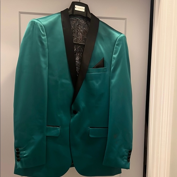 Teal and Black Men's Blazer